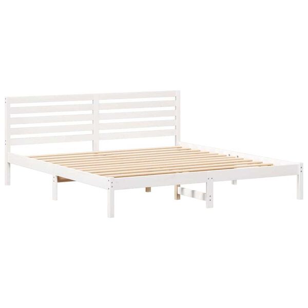 vidaXL Σκελετός Κρεβατιού Λευκό 200 x 200 cm Μασίφ ξύλο πεύκου