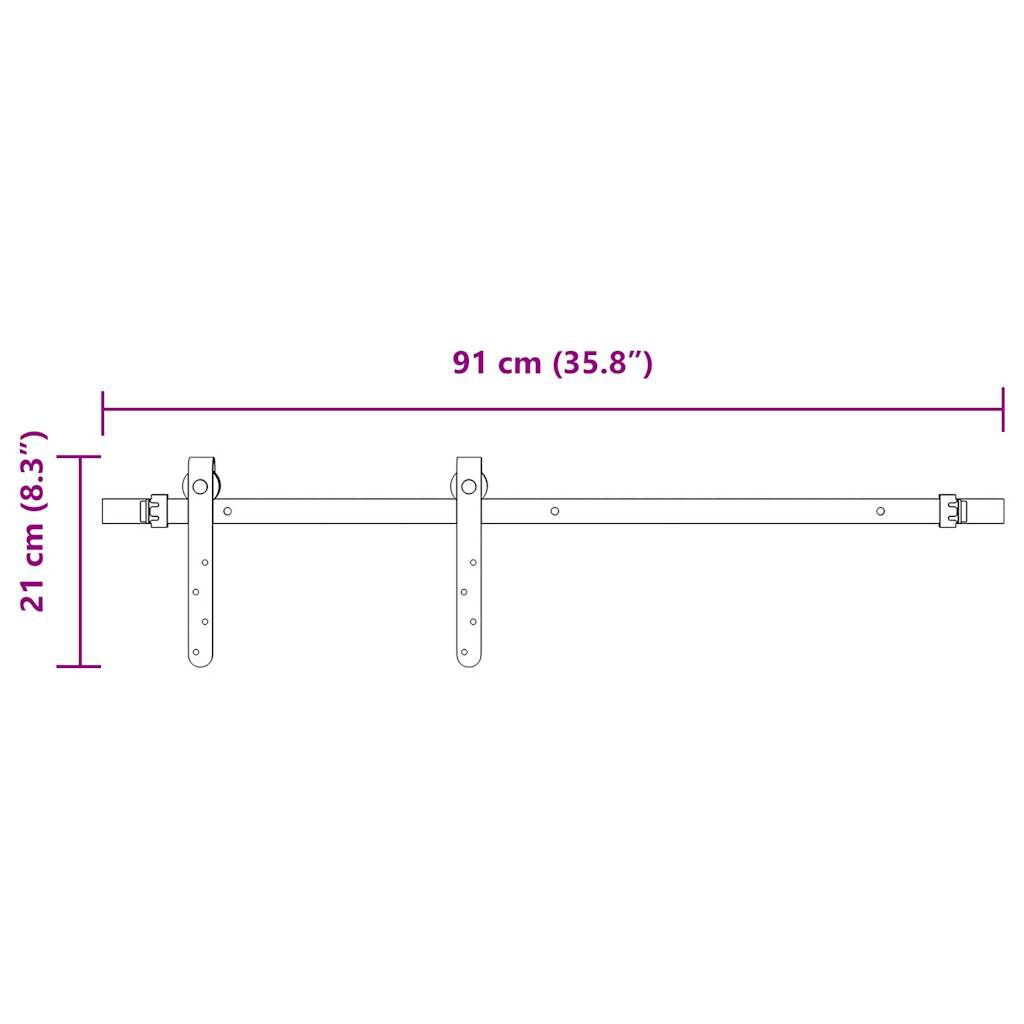 vidaXL Κιτ συρόμενης πόρτας γραφείου 91 cm από ανθρακούχο χάλυβα