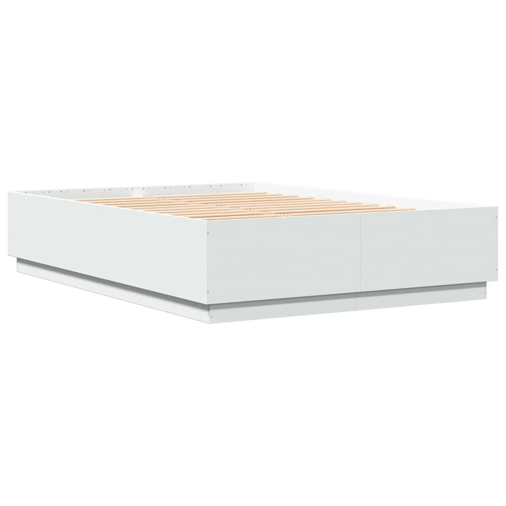 vidaXL Πλαίσιο Κρεβατιού με LED Λευκό 160x200 εκ. Επεξεργ. Ξύλο