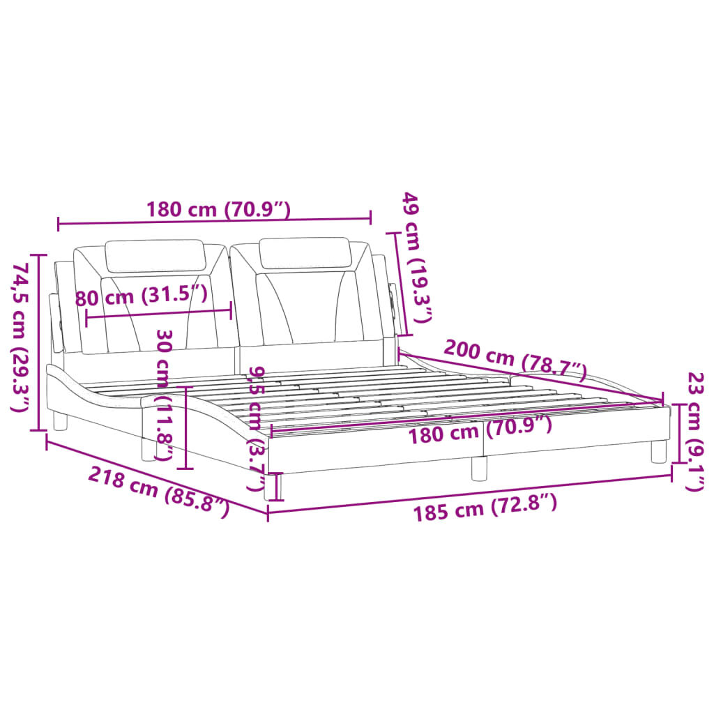 vidaXL Πλαίσιο Κρεβατιού με Κεφαλάρι Καφέ 180x200 εκ. Συνθετικό Δέρμα