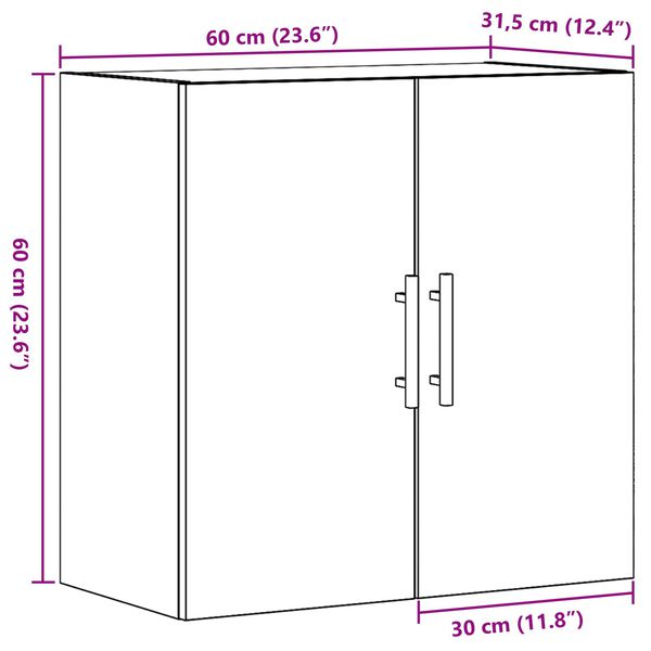 vidaXL Τοίχου Ντουλάπα Παλιού Ξύλου 60x31,5x60 εκ Επεξεργασμένο Ξύλο