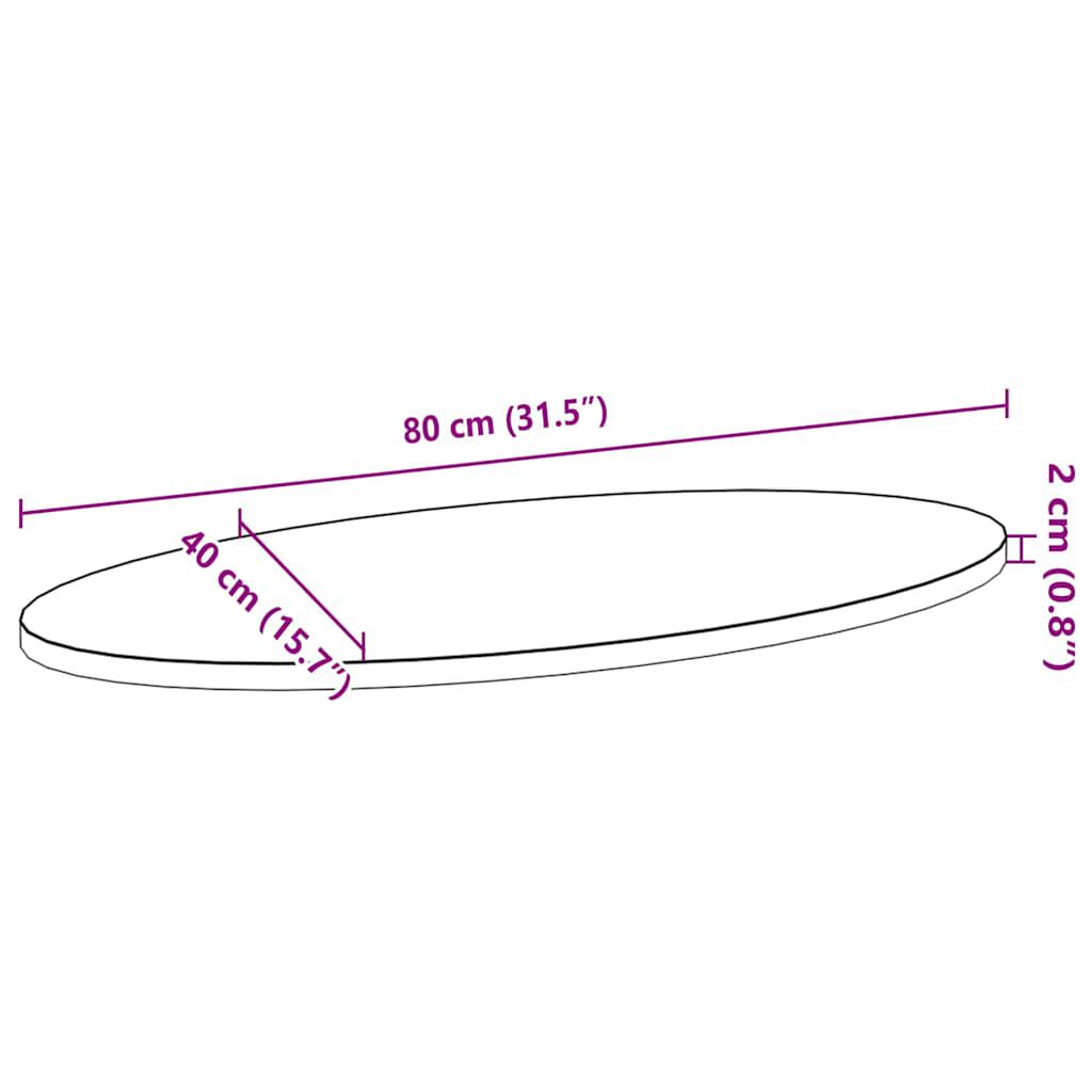 vidaXL Επιτραπέζια επιφάνεια Σκούρο Καφέ 80x40x2 εκ. Ξύλο Δρυός Οβάλ