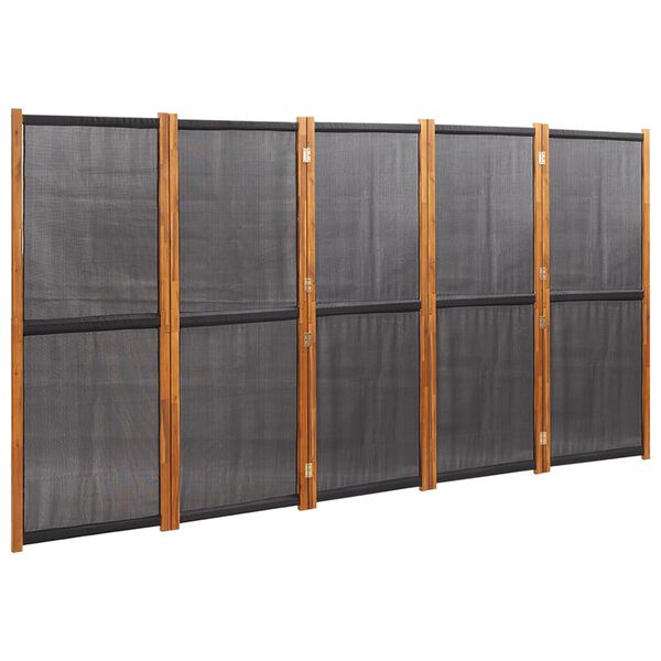 vidaXL Διαχωριστικό Δωματίου με 5 Πάνελ Μαύρο 350 x 180 εκ.