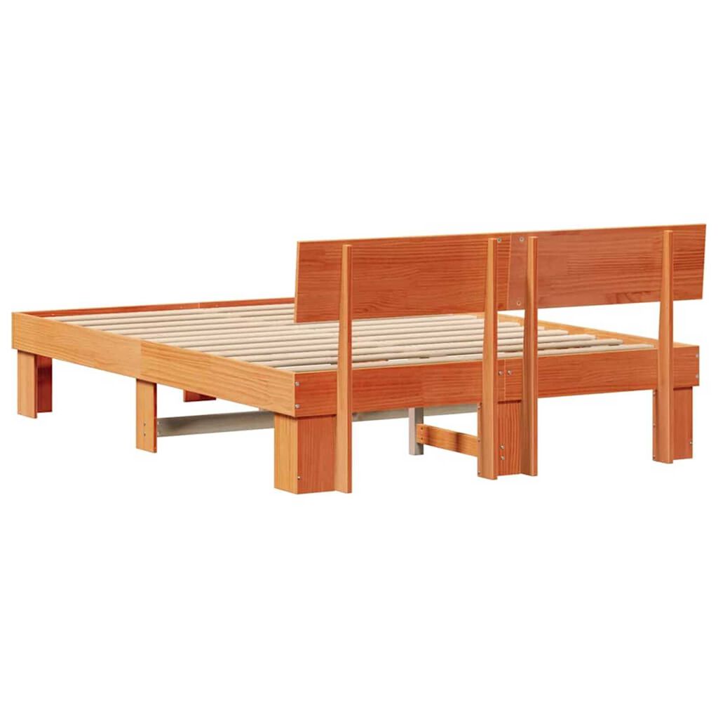 vidaXL Σκελετός Κρεβατιού Καφέ κεριού 140 x 200 cm Μασίφ ξύλο πεύκου