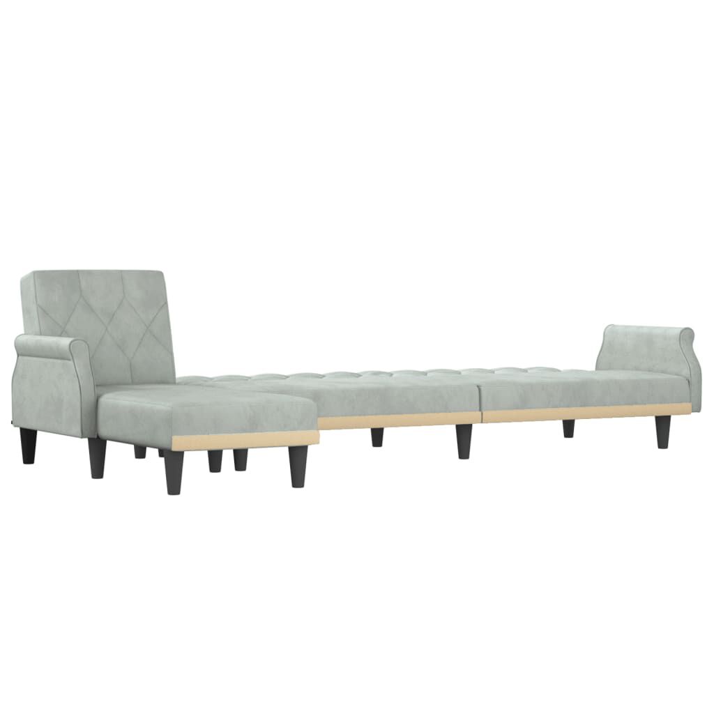 vidaXL Καναπές Κρεβάτι Γωνιακός Αν. Γκρι 271 x 140 x 70 εκ. Βελούδινος