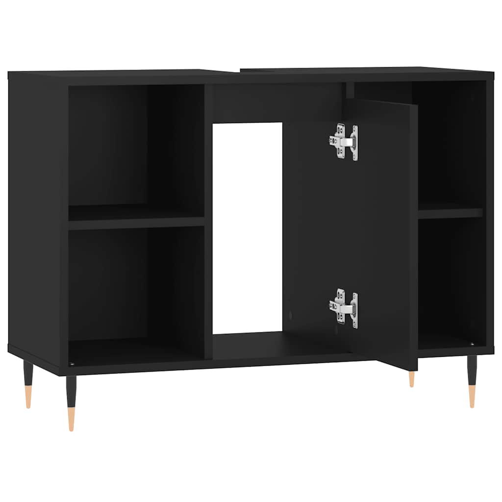 vidaXL Ντουλάπι Μπάνιου Μαύρο 80 x 33 x 60 εκ. από Επεξεργασμένο Ξύλο