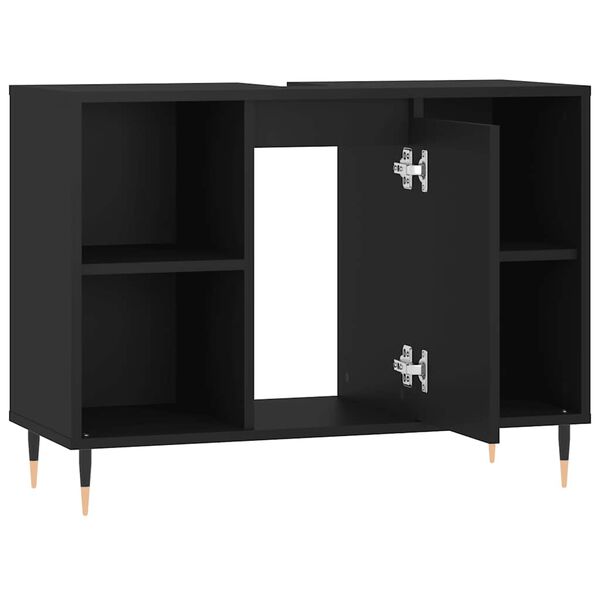 vidaXL Ντουλάπι Μπάνιου Μαύρο 80 x 33 x 60 εκ. από Επεξεργασμένο Ξύλο