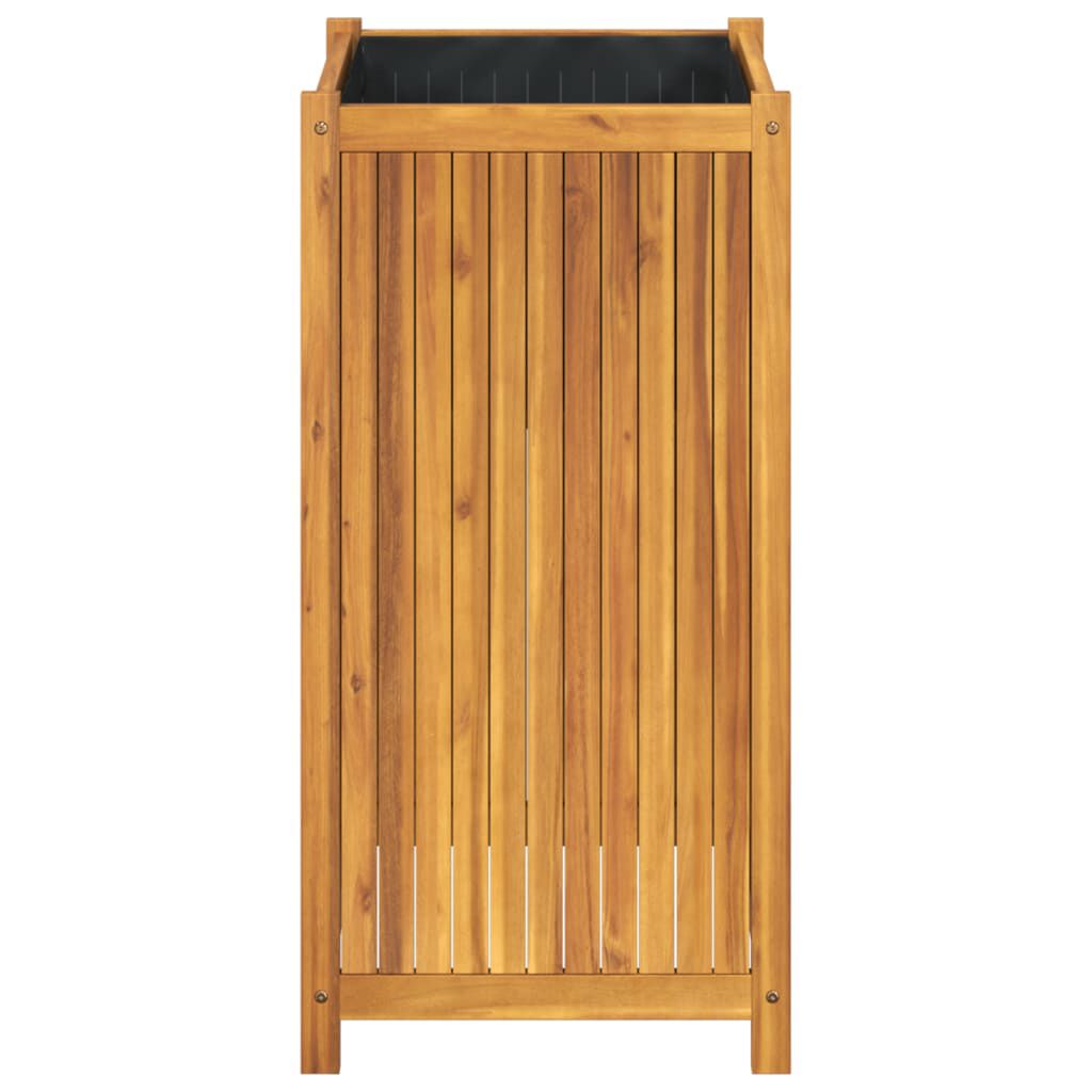 vidaXL Ζαρντινιέρα Κήπου με Επένδυση 50x50x100 εκ. Μασίφ Ξύλο Ακακίας