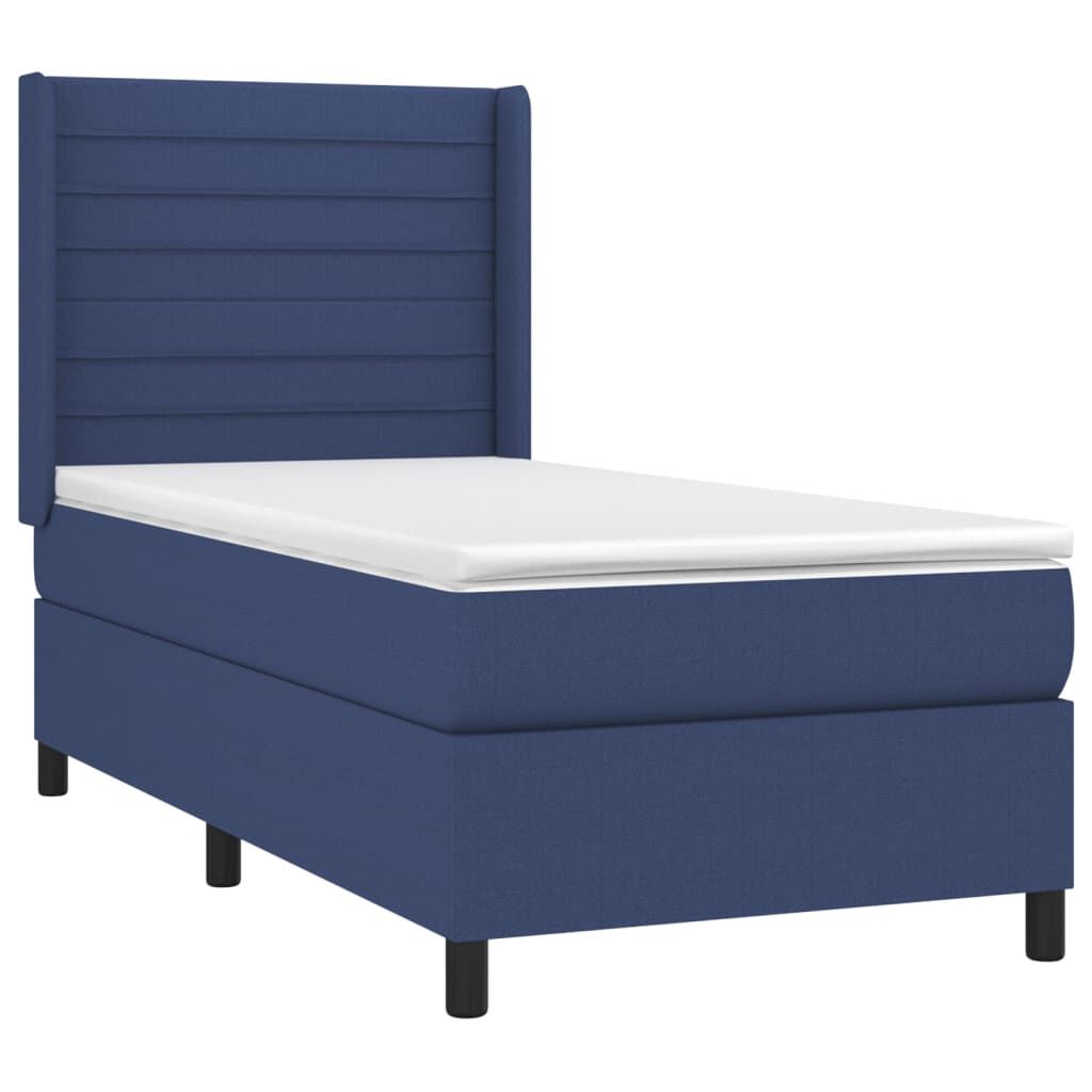 vidaXL Κρεβάτι Boxspring με Στρώμα & LED Μπλε 90x190 εκ. Υφασμάτινο