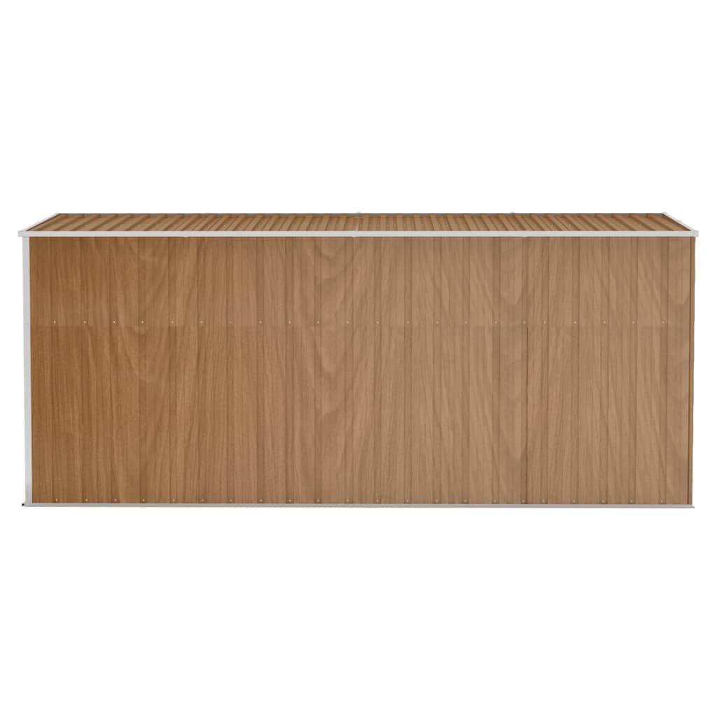 vidaXL Αποθήκη Κήπου Επιτοίχια Καφέ 118x382x178 εκ. από Γαλβ. Ατσάλι