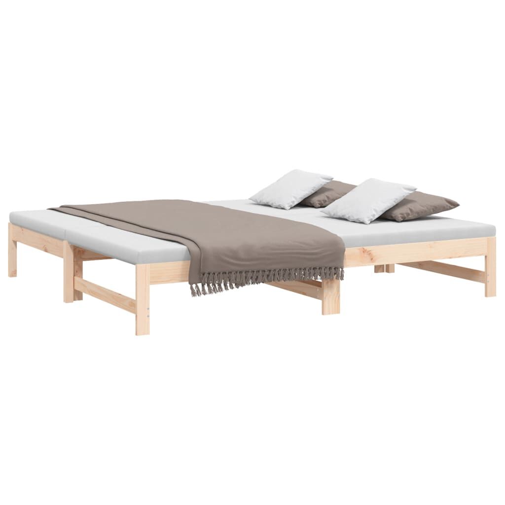 vidaXL Καναπές Κρεβάτι Συρόμενος 2x(90x190) εκ. Μασίφ Ξύλο Πεύκου
