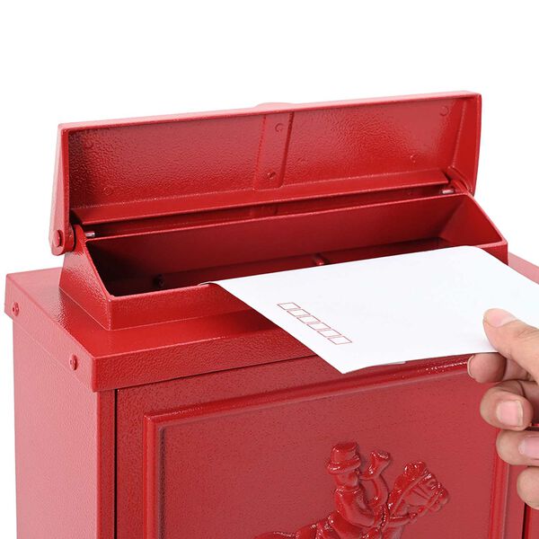 vidaXL Επιτοίχιος Ταχυδρομικός Κάδος με πόρτα Κόκκινο 29 x 13 x 41 εκ.