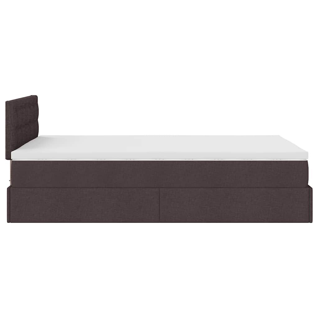 vidaXL Ottoman Κρεβάτι με Στρώμα Σκούρο Καφέ 120x200cm Ύφασμα