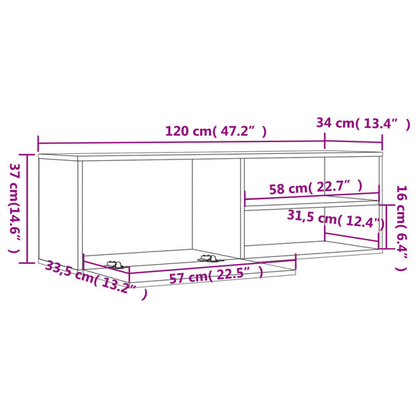 vidaXL Έπιπλο Τηλεόρασης Καπνιστή Δρυς 120x34x37 εκ. Επεξ. Ξύλο