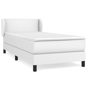 vidaXL Κρεβάτι Boxspring με Στρώμα Λευκό 100x200εκ.από Συνθετικό Δέρμα