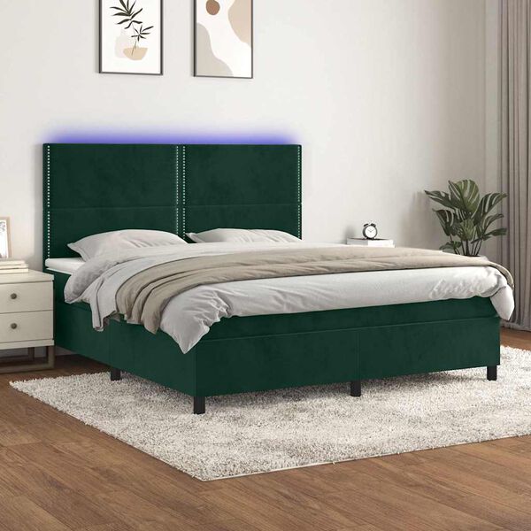 vidaXL &Kappa;&rho;&epsilon;&beta;ά&tau;&iota; Boxspring &mu;&epsilon; &Sigma;&tau;&rho;ώ&mu;&alpha; & LED &Sigma;&kappa;. &Pi;&rho;ά&sigma;&iota;&nu;&omicron; 160x200&epsilon;&kappa; &Beta;&epsilon;&lambda;&omicron;ύ&delta;&omicron;