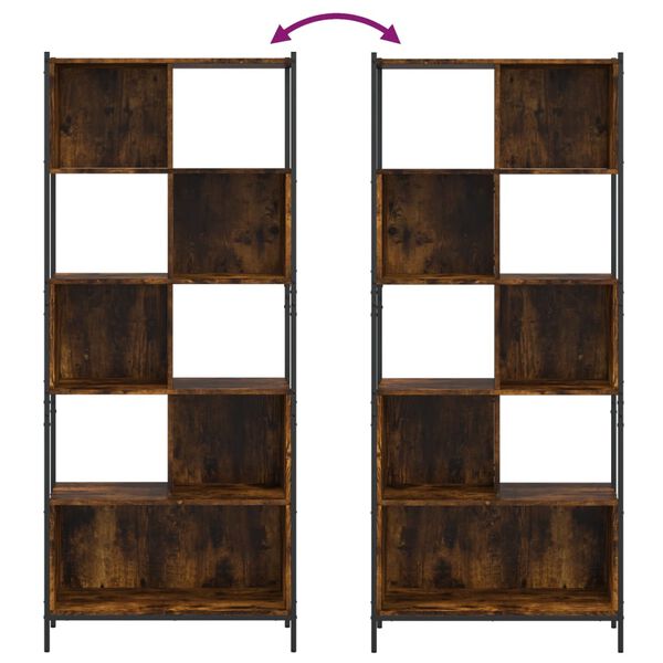 vidaXL Βιβλιοθήκη Καπνιστή Δρυς 72x28x172εκ. από Επεξεργασμένο Ξύλο