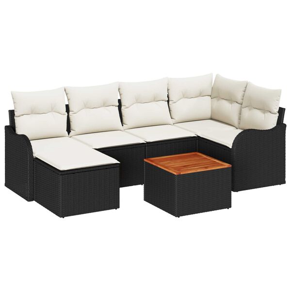vidaXL Σετ Καναπέ Κήπου 7 pcs Μαύρο και λευκό