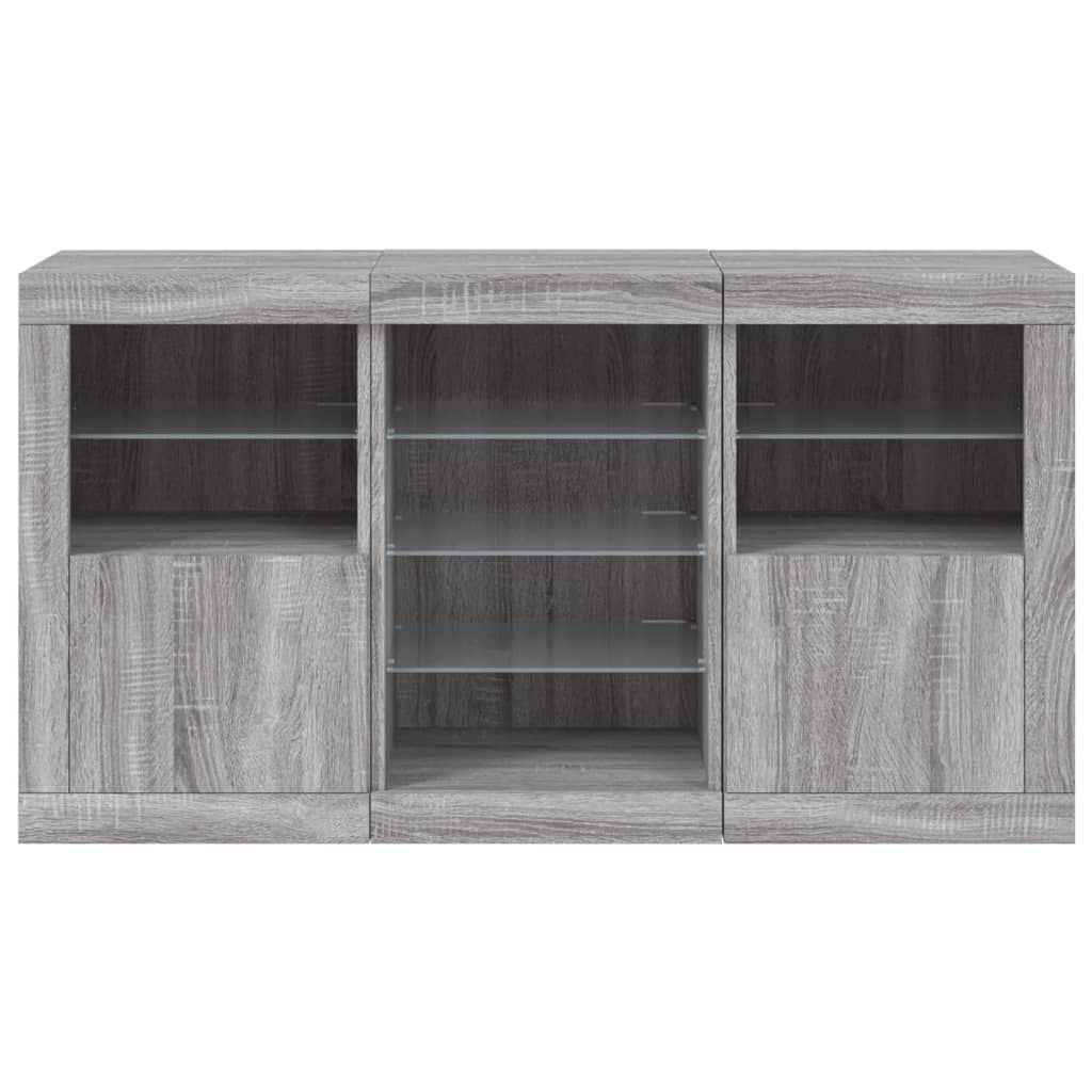 vidaXL Μπουφές με LED Γκρι Sonoma 123 x 37 x 67 εκ.