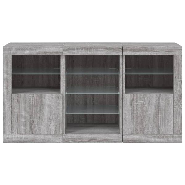 vidaXL Μπουφές με LED Γκρι Sonoma 123 x 37 x 67 εκ.