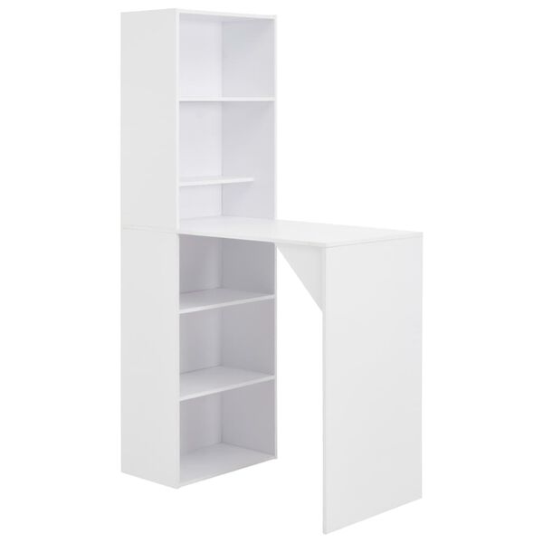 vidaXL Τραπέζι Μπαρ με Ράφι Λευκό 115 x 59 x 200 εκ.
