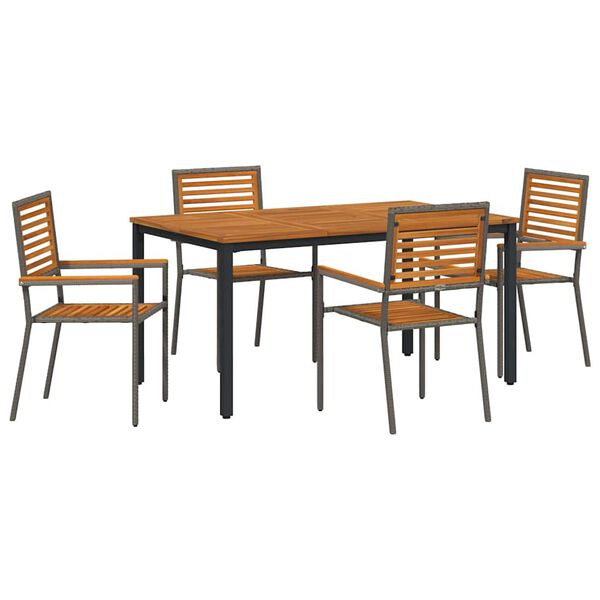 vidaXL Σέτ φαγητού για κήπο 5 pcs Γκρι 150 x 90 x 75 cm