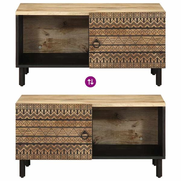 vidaXL Τραπεζάκι Σαλονιού Μαύρο 80x50x40 cm Μασίφ τραχύ ξύλο Μάνγκο