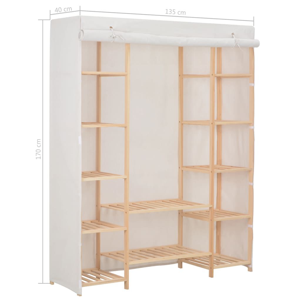vidaXL Ντουλάπα Λευκή 135 x 40 x 170 εκ. Υφασμάτινη
