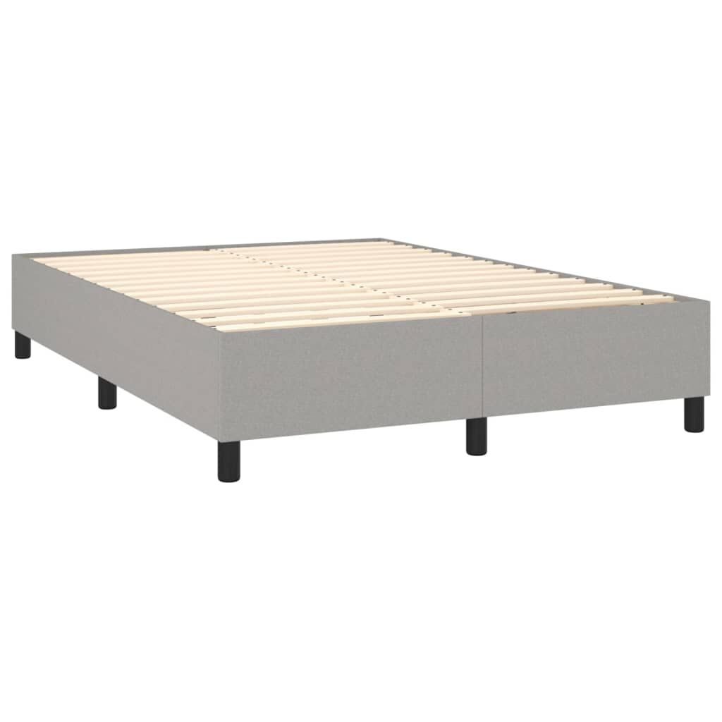 vidaXL Κρεβάτι Boxspring με Στρώμα Ανοιχτό Γκρι 140x190 εκ. Υφασμάτινο