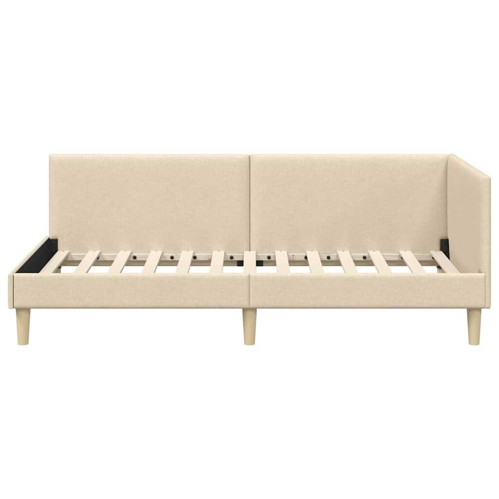 vidaXL Κρεβάτι Γωνίας Άλλο Κρεμ 80 x 200 cm Ύφασμα και Έργο ξύλου
