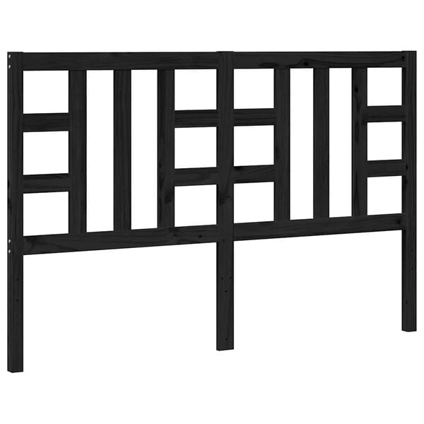 vidaXL Κεφαλάρι Κρεβατιού Μαύρο 146 x 4 x 100 εκ. Μασίφ Ξύλο Πεύκου