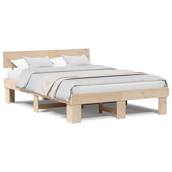 vidaXL Σκελετός Κρεβατιού Καφέ 150 x 200 cm Συμπαγές ξύλο πεύκου