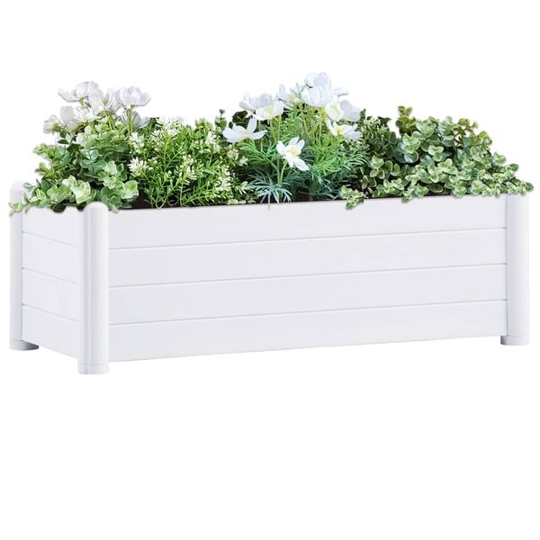 vidaXL Ζαρντινιέρα Υπερυψωμένη Λευκή 100 x 43 x 35 εκ. Πολυπροπυλένιο