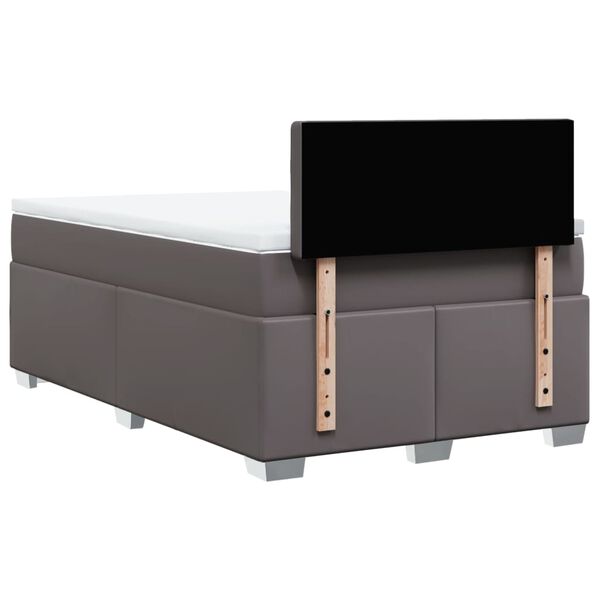 vidaXL Κρεβάτι Boxspring με Στρώμα Γκρι 120x200εκ. από Συνθετικό Δέρμα