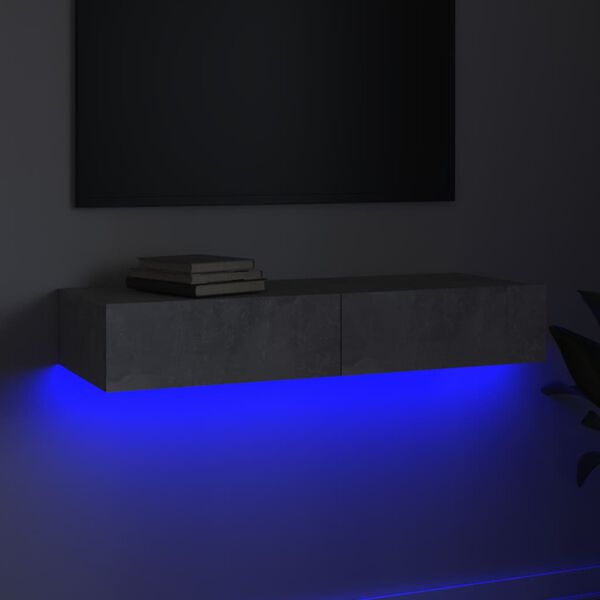 vidaXL Έπιπλο Τηλεόρασης με LED Γκρι Σκυροδέματος 90x35x15,5 εκ.