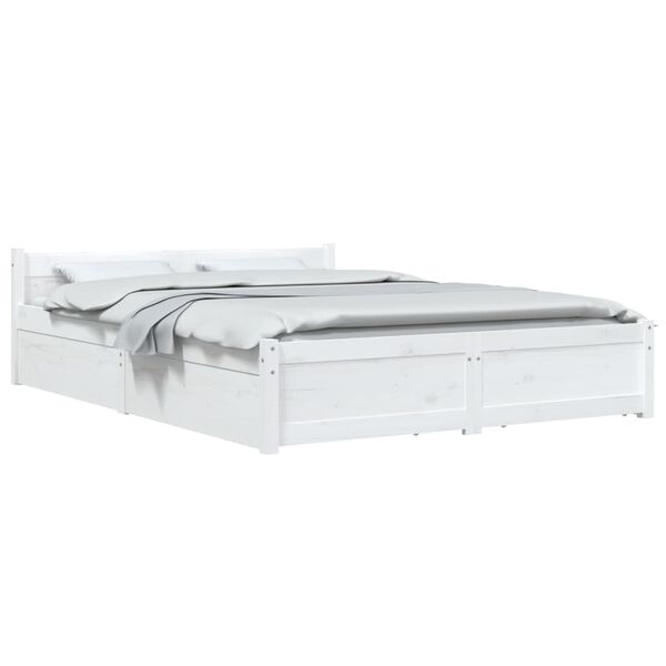 vidaXL Πλαίσιο Κρεβατιού Με Συρτάρια Λευκό 140 x 190 εκ.