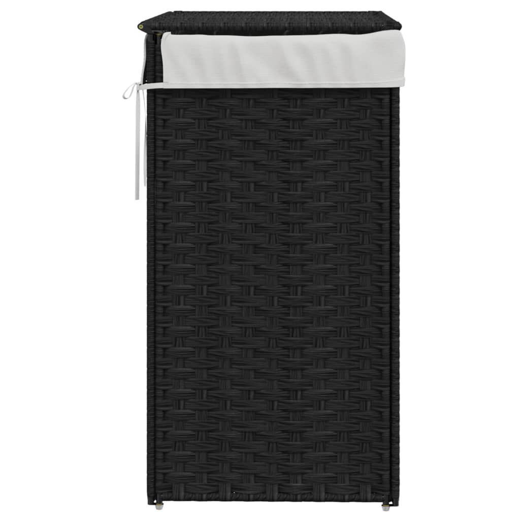 vidaXL Καλάθι Πλυντηρίου με Καπάκι Μαύρο 46x33x60 εκ. Συνθετικό Ρατάν