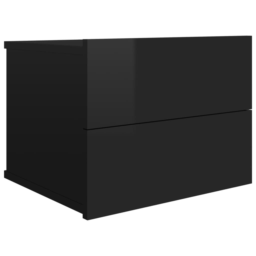 vidaXL Κομοδίνα 2 τεμ. Γυαλιστερό Μαύρο 40x30x30 εκ. από Μοριοσανίδα