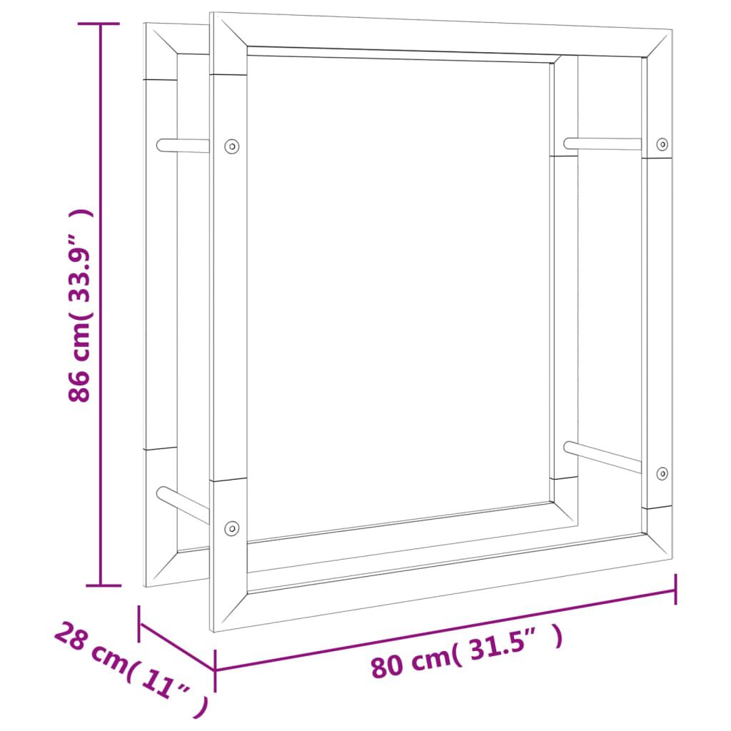 vidaXL Ραφιέρα Καυσόξυλων 80x28x86 εκ. από Ανοξείδωτο ατσάλι
