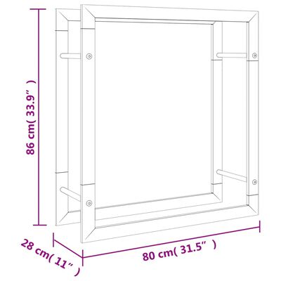 vidaXL Ραφιέρα Καυσόξυλων 80x28x86 εκ. από Ανοξείδωτο ατσάλι