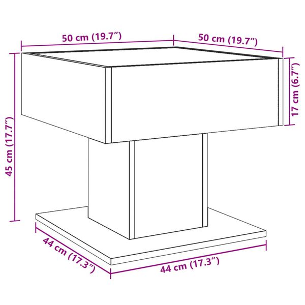 vidaXL Τραπεζάκι Σαλονιού με LED Γκρι 50x50x45 εκ. Επεξεργασμένο Ξύλο