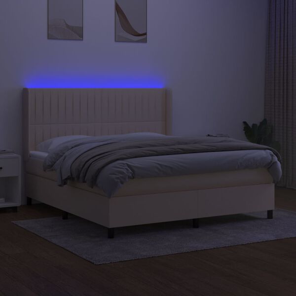 vidaXL &Kappa;&rho;&epsilon;&beta;ά&tau;&iota; Boxspring &mu;&epsilon; &Sigma;&tau;&rho;ώ&mu;&alpha; & LED &Kappa;&rho;&epsilon;&mu; 160x200 &epsilon;&kappa;. &Upsilon;&phi;&alpha;&sigma;&mu;ά&tau;&iota;&nu;&omicron;