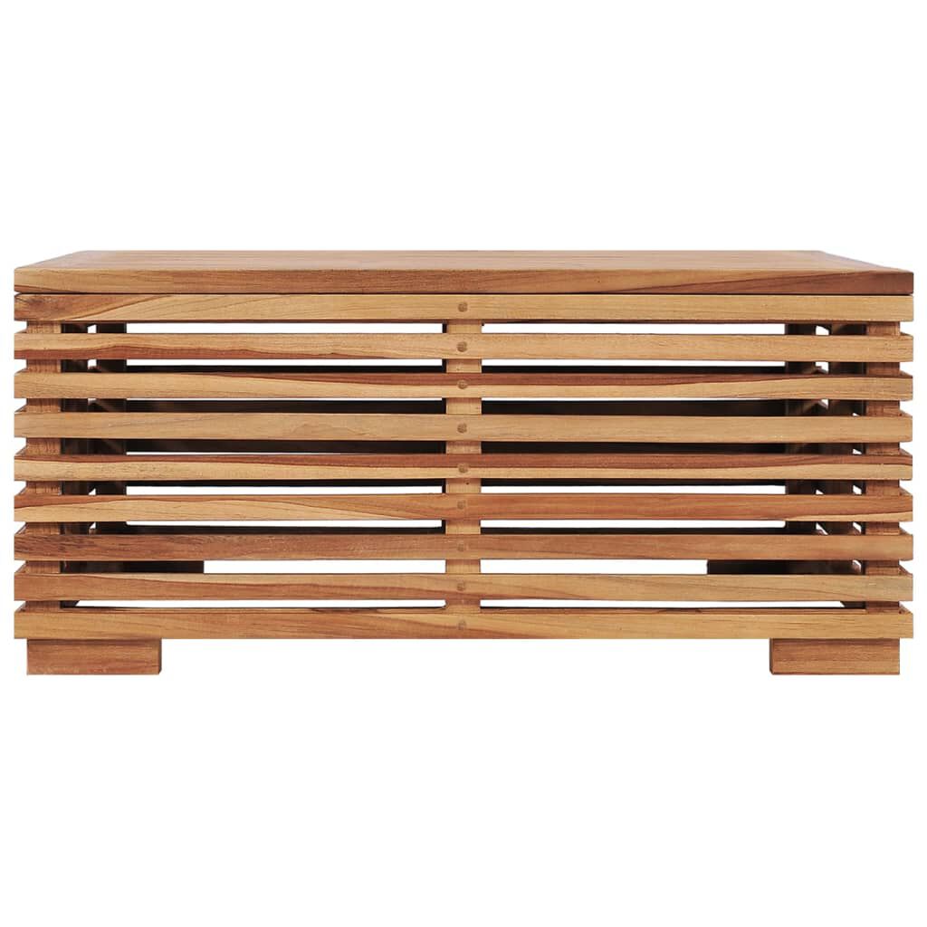 vidaXL Σετ Τραπέζι Κήπου & Υποπόδιο Μασίφ Ξύλο Teak με Γκρι Μαξιλάρι