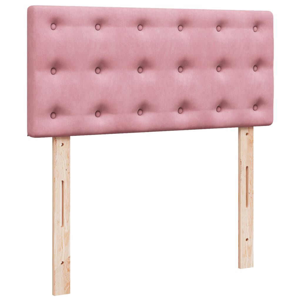 vidaXL Κρεβάτι Boxspring με Στρώμα Ροζ 100x200 εκ. Βελούδινο