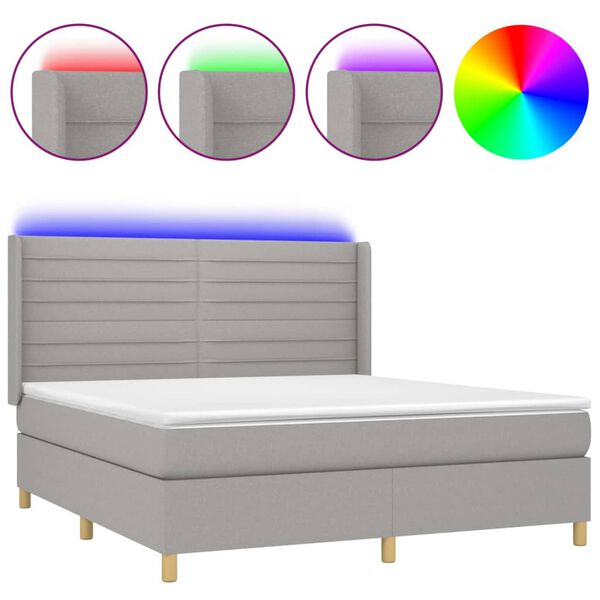 vidaXL &Kappa;&rho;&epsilon;&beta;ά&tau;&iota; Boxspring &mu;&epsilon; &Sigma;&tau;&rho;ώ&mu;&alpha; & LED &Alpha;&nu;.&Gamma;&kappa;&rho;&iota; 180x200&epsilon;&kappa;. &Upsilon;&phi;&alpha;&sigma;&mu;ά&tau;&iota;&nu;&omicron;