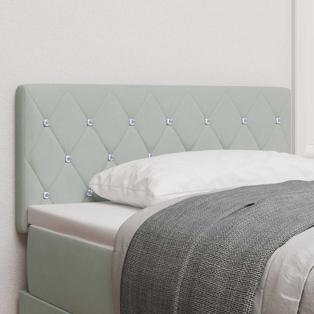 vidaXL LED Κεφαλάρι Ταφταρισμένο Ανοιχτό Γκρι 90 εκ. Βελουτέ