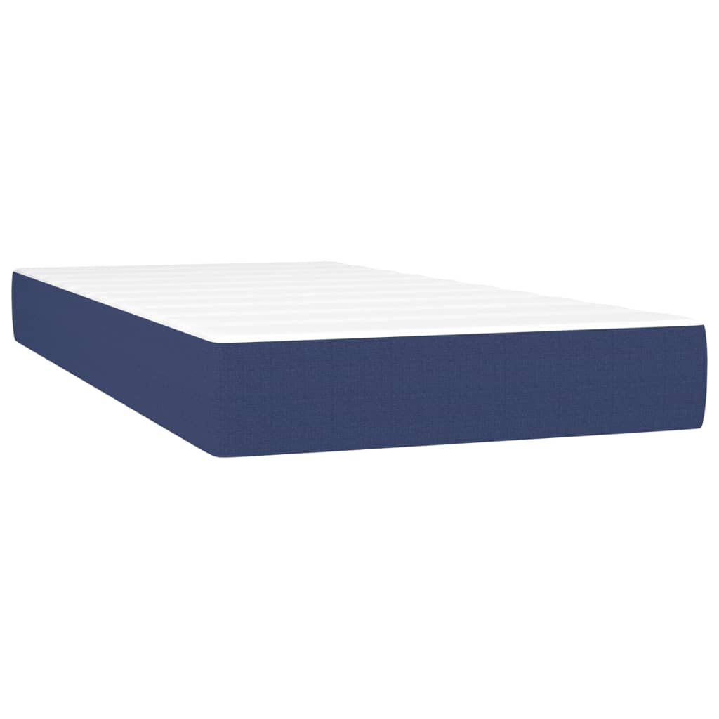 vidaXL Κρεβάτι Boxspring με Στρώμα Μπλε 90x190 εκ.Υφασμάτινο