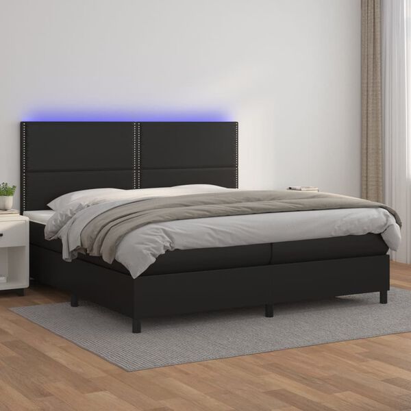 vidaXL &Kappa;&rho;&epsilon;&beta;ά&tau;&iota; Boxspring &mu;&epsilon; &Sigma;&tau;&rho;ώ&mu;&alpha; & LED &Mu;&alpha;ύ&rho;&omicron; 200x200 &epsilon;&kappa;. &Sigma;&upsilon;&nu;&theta;. &Delta;έ&rho;&mu;&alpha;