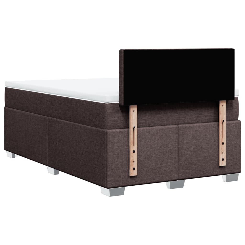 vidaXL Κρεβάτι Boxspring με Στρώμα Σκούρο Καφέ 120x190 εκ Υφασμάτινο