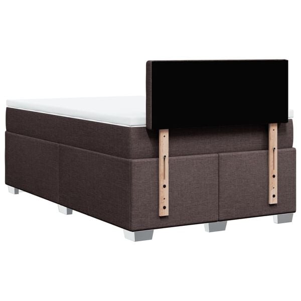 vidaXL Κρεβάτι Boxspring με Στρώμα Σκούρο Καφέ 120x190 εκ Υφασμάτινο